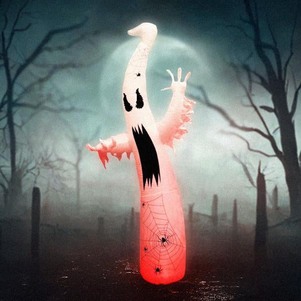 12' Tall Red Ghost Halloween LED Lights Inflatable Lawn Decoration 2