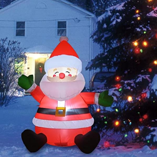 5' Tall Sitting Santa Clause Christmas Inflatable Lawn Decoration 2