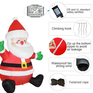 5' Tall Sitting Santa Clause Christmas Inflatable Lawn Decoration 4