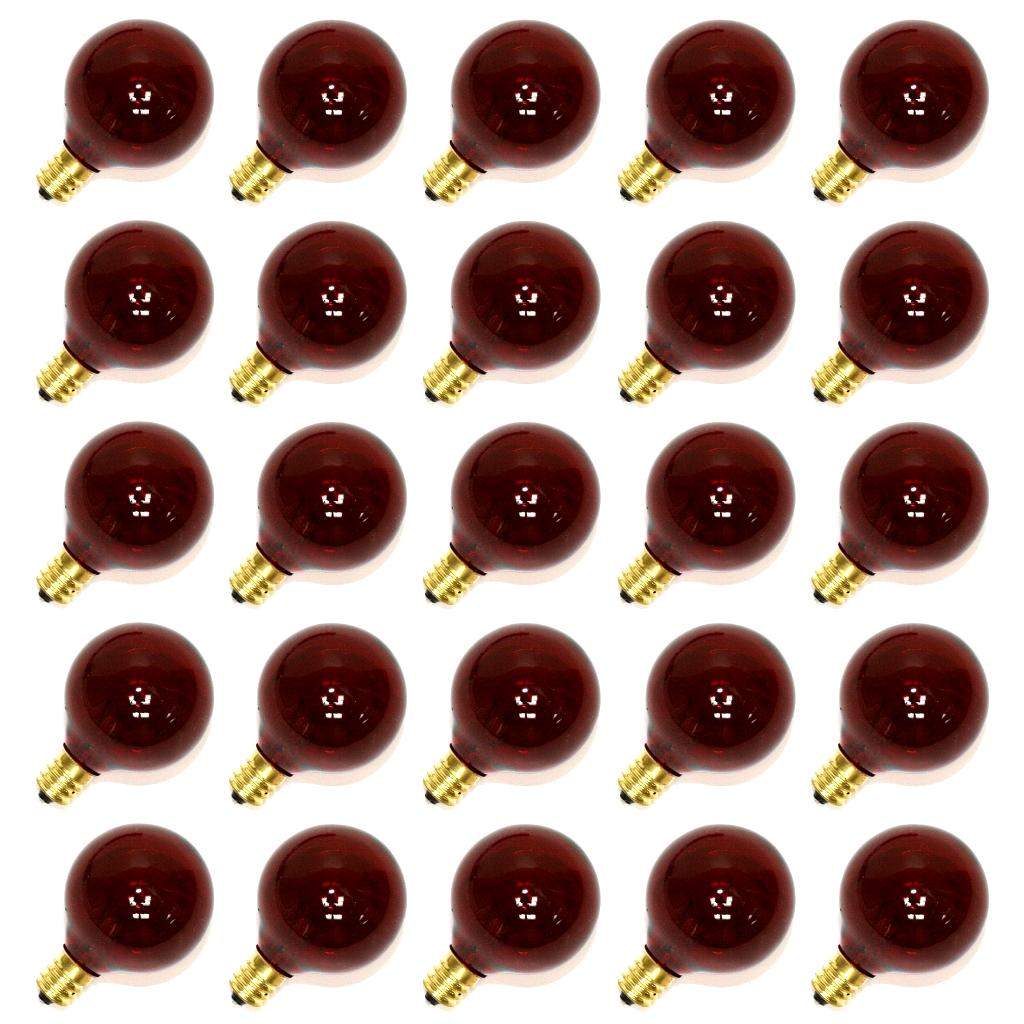 G40 Candelabra Screw Base Transparent Red (25 pack) 1