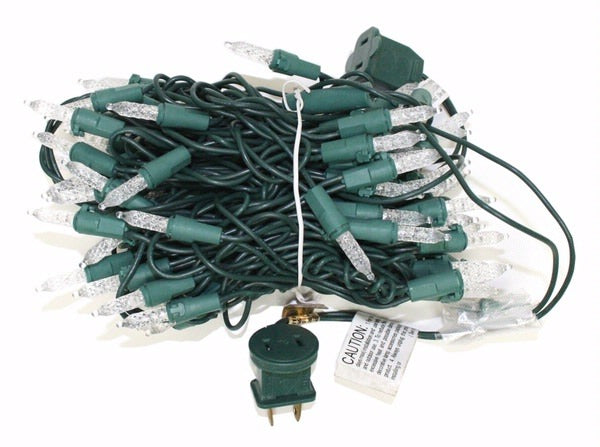 70 Light 9' Green Wire Warm White LED Icicle Light String with 3.5" Spacing 2