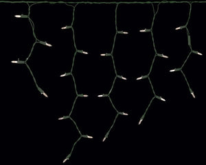 70 Light 9' Green Wire Warm White LED Icicle Light String with 3.5" Spacing 3