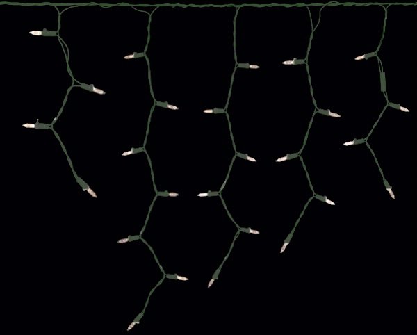 70 Light 9' Green Wire Warm White LED Icicle Light String with 3.5" Spacing 3