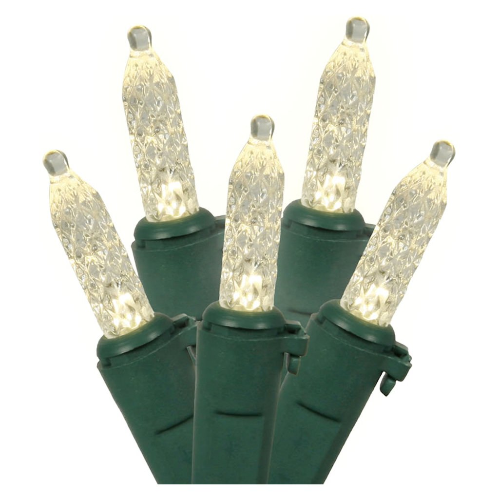 70 Light 9' Green Wire Warm White LED Icicle Light String with 3.5" Spacing 1