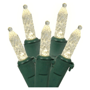 70 Light 9' Green Wire Warm White LED Icicle Light String with 3.5" Spacing 1