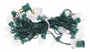 25 Light 16' Green Wire Pure White LED C7 String with 8" Spacing 2