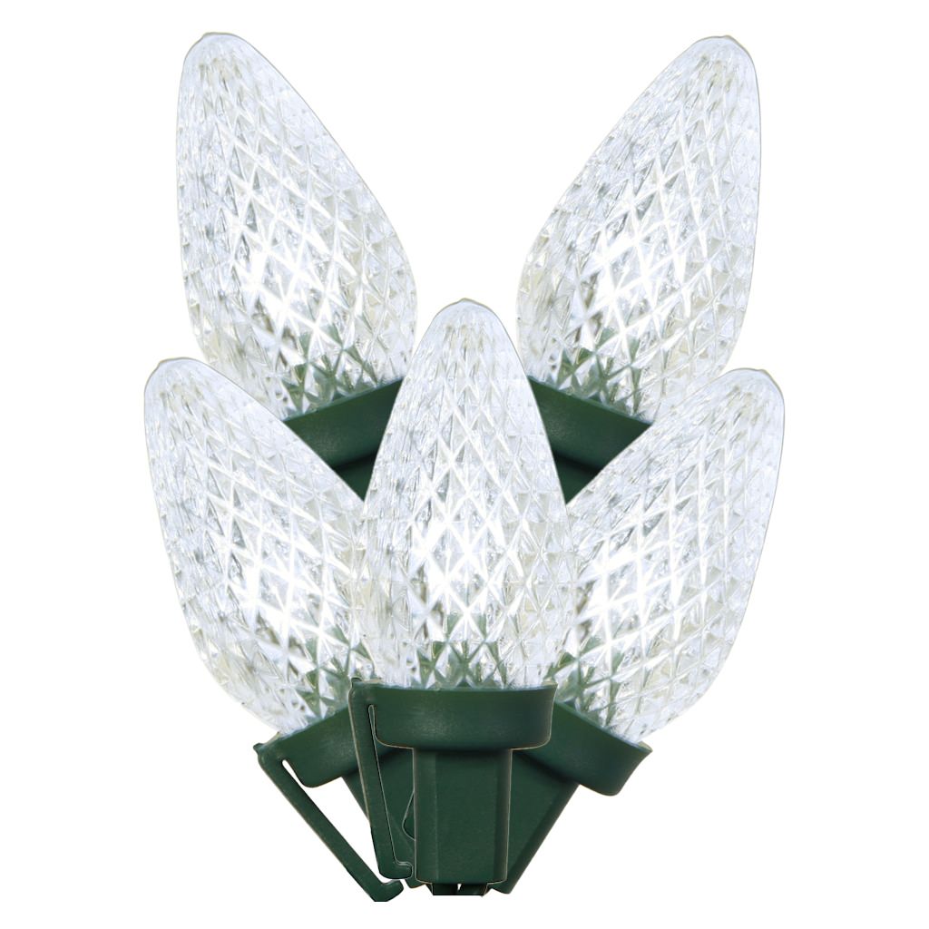 25 Light 16' Green Wire Pure White LED C7 String with 8" Spacing 1