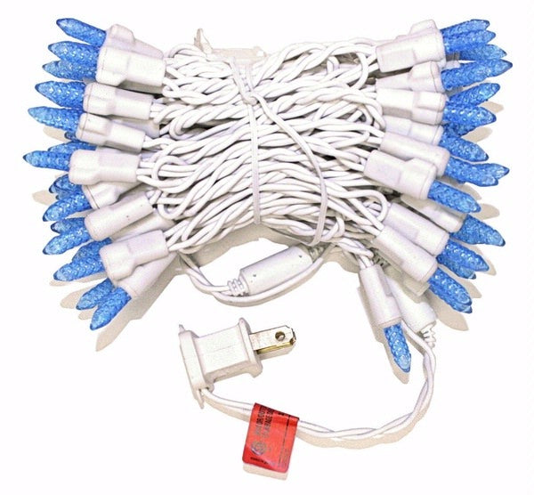 70 Light 9' White Wire Blue - LED Icicle Light String with 3.5" Spacing 2