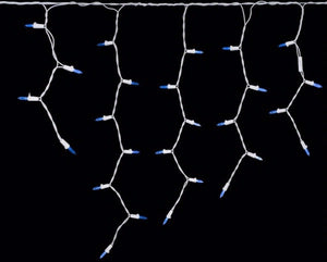 70 Light 9' White Wire Blue - LED Icicle Light String with 3.5" Spacing 3