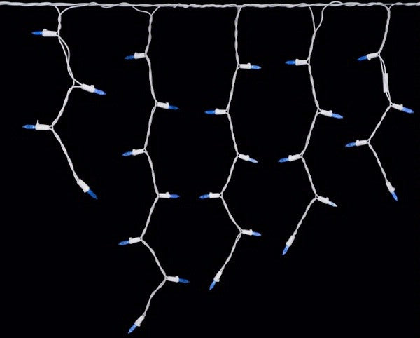 70 Light 9' White Wire Blue - LED Icicle Light String with 3.5" Spacing 3