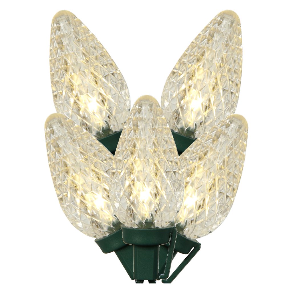 25 Light 16' Green Wire Warm White LED C9 String with 8" Spacing 1
