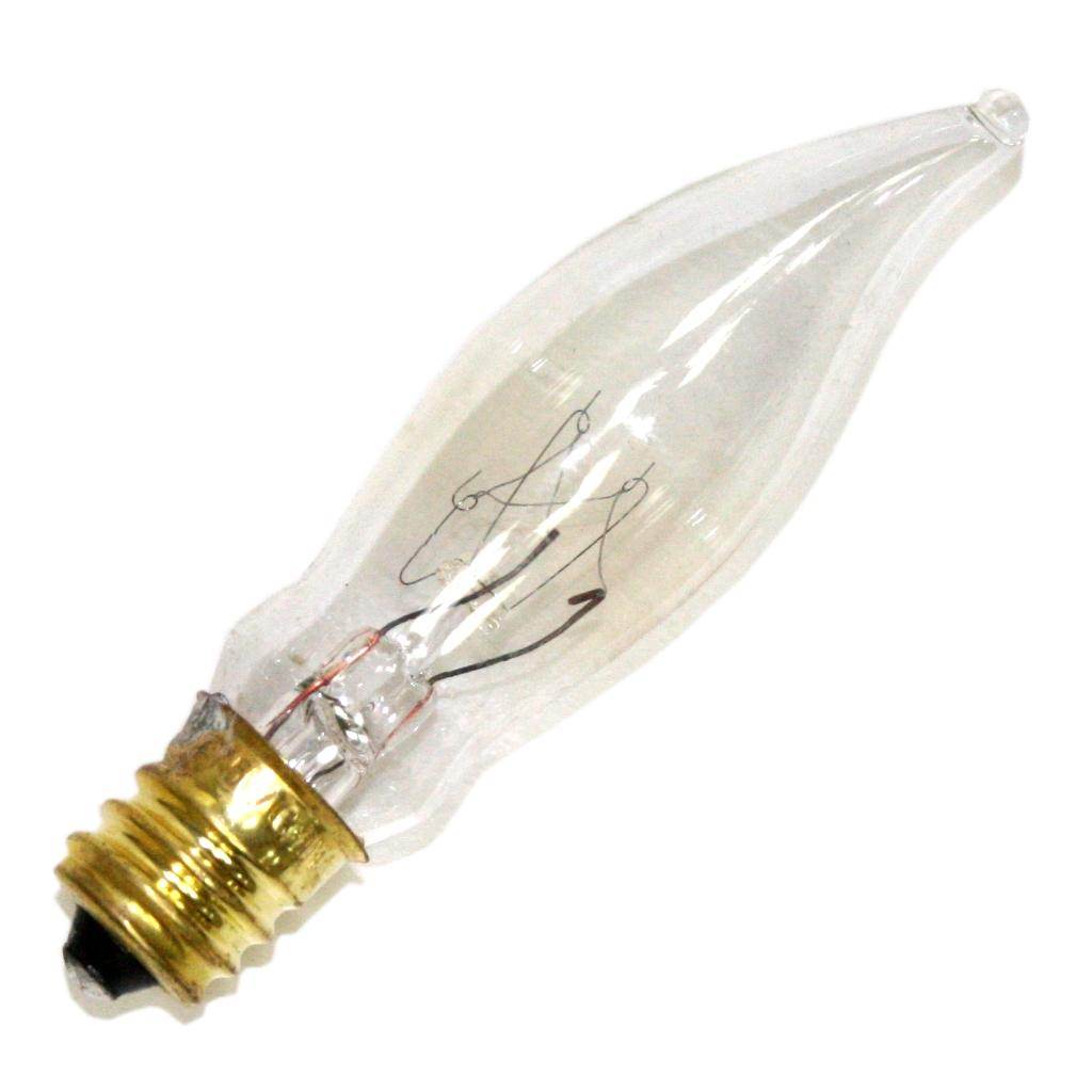 7.5 watt 130 volt CA5 Candelabra Screw Base Clear Flame Tip 1