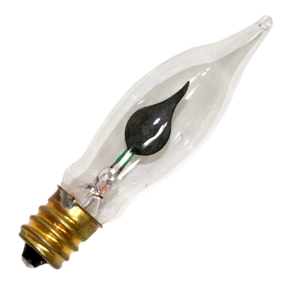 3 watt 130 volt CA5 Candelabra Screw Base Clear Flicker Flame 1