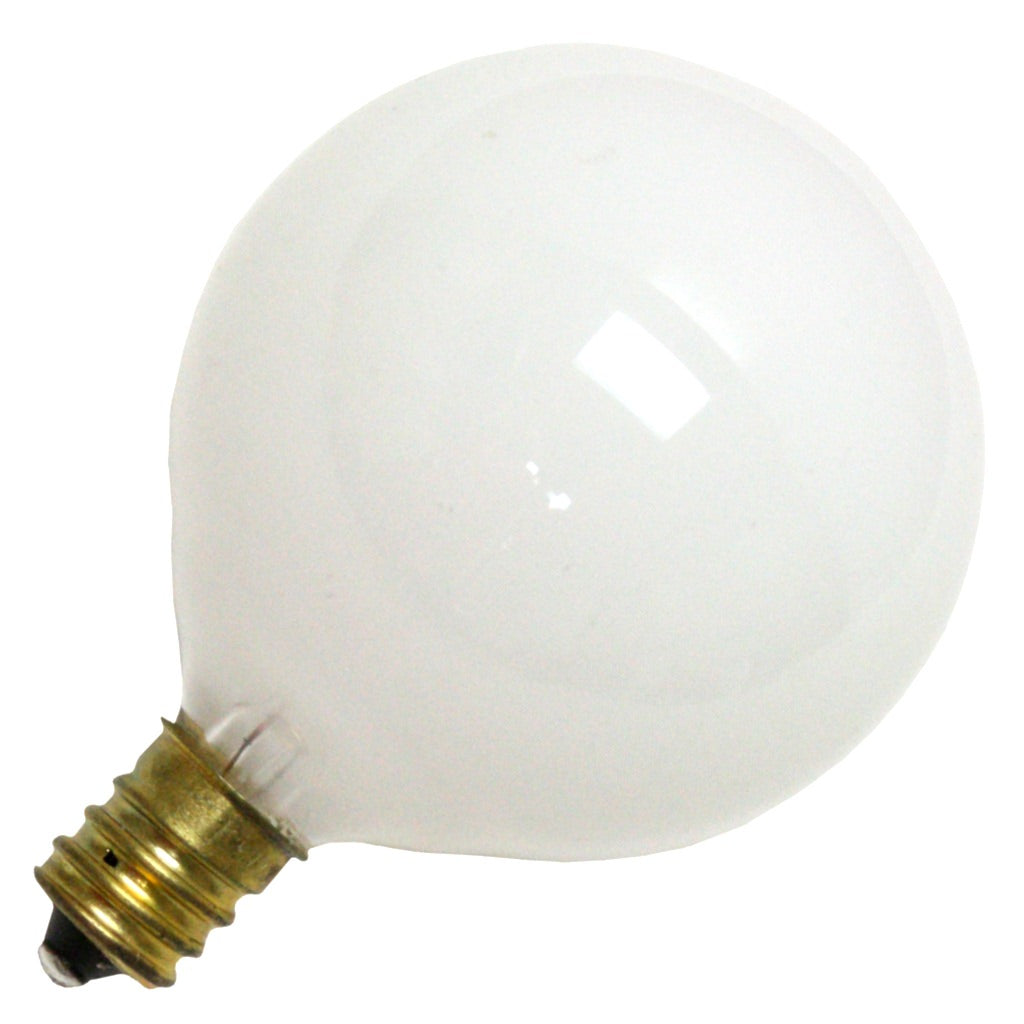 25 watt 130 volt G16.5 Candelabra Screw Base White 1