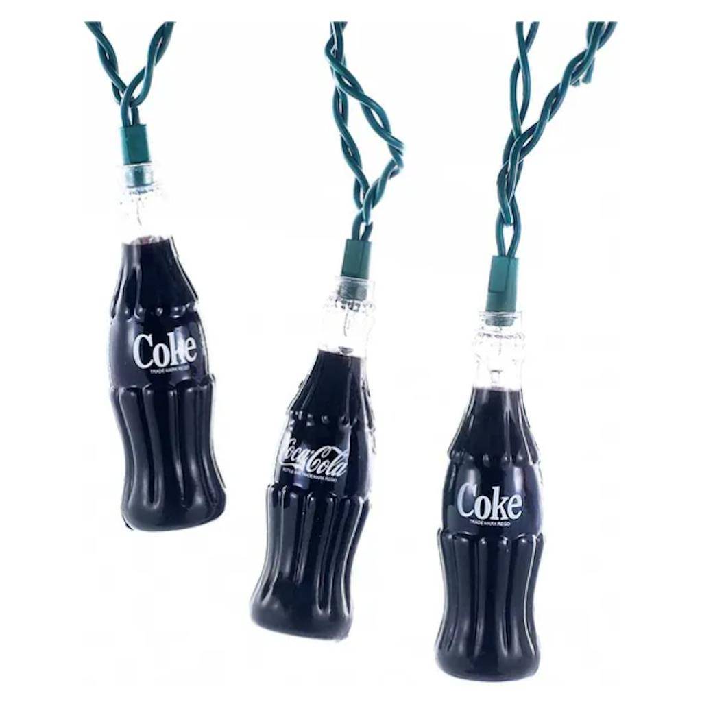 10 Light 12' Green Wire Coca-Cola Bottle String Set 1