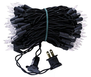 100 Light 33.7' Miniature Black Wire Clear String with 4" Spacing 2