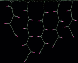100 Light 9' Green Wire Pink Icicle Light String with 4" Spacing 3