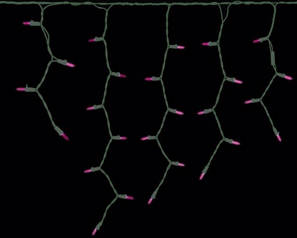 100 Light 9' Green Wire Pink Icicle Light String with 4" Spacing 3