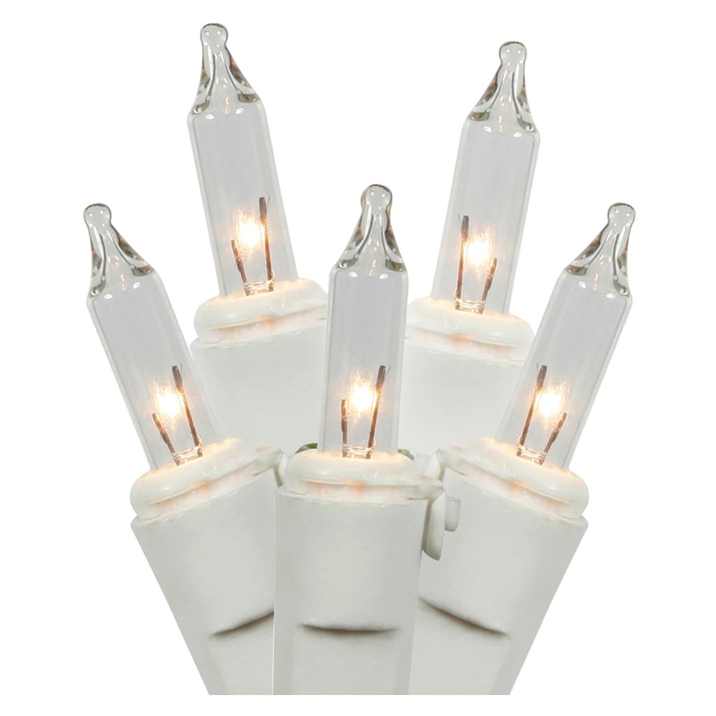 100 Light 9' White Wire Clear Icicle Light String with 5.5" Drop Spacing 1