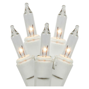 100 Light 9' White Wire Clear Icicle Light String with 5.5" Drop Spacing 1