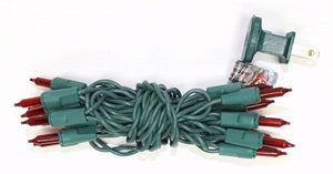20 Light 7.7' Green Wire Red Miniature String with 3" Spacing 2