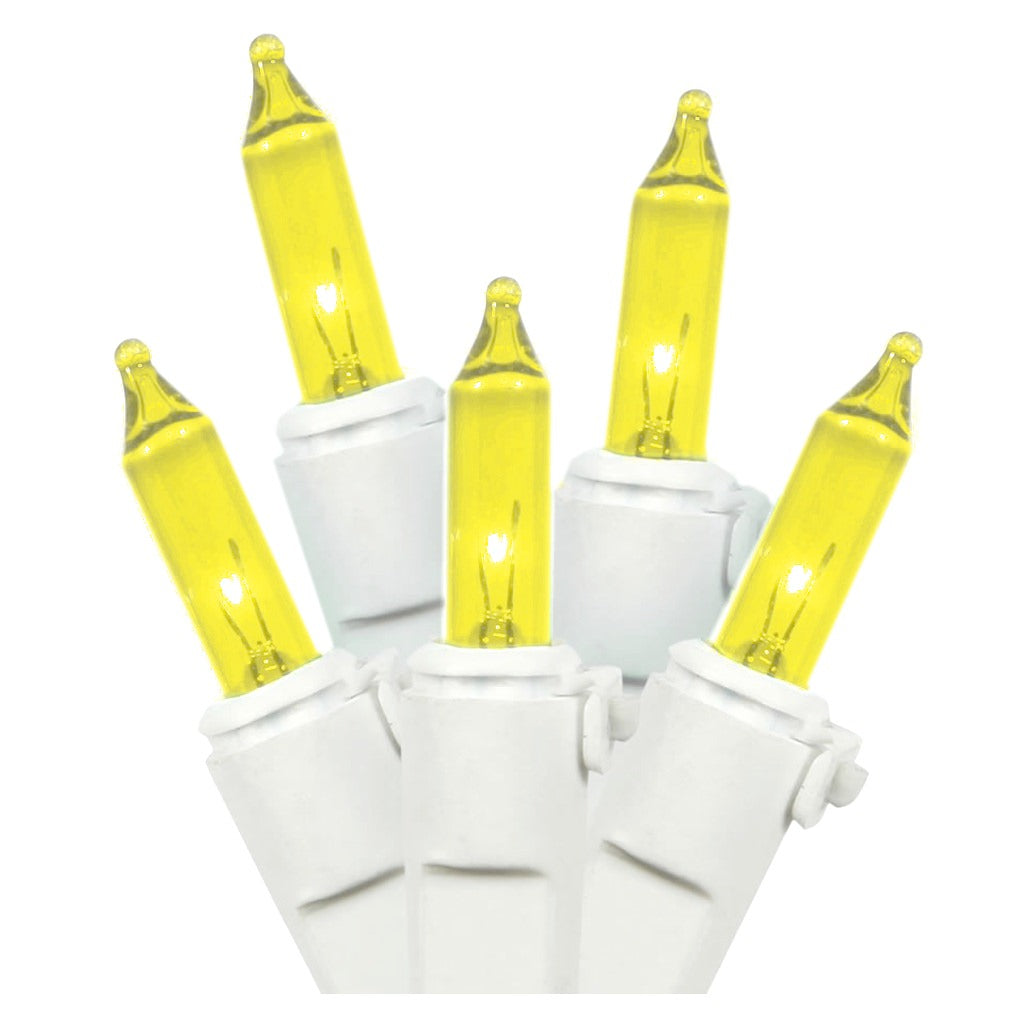 20 Light White Wire Yellow Miniature String with 3" Spacing 1