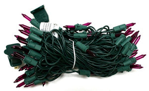 50 Light 23' Green Wire Purple Miniature String with 5.5" Spacing 2