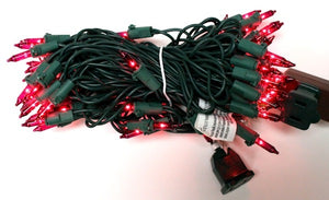 50 Light 23' Green Wire Purple Miniature String with 5.5" Spacing 3