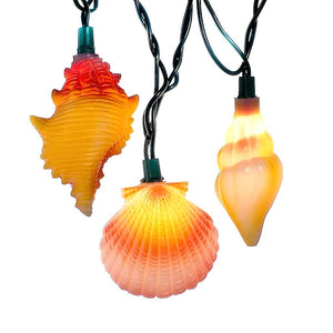 10 Light Green Wire Conch and Shells String Set 1