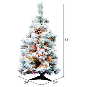 3' x 24" Artificial Flocked Alaskan Pine 100 Multi-Color Lights 3