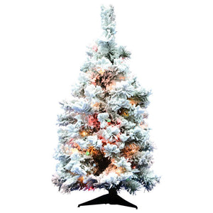 3' x 24" Artificial Flocked Alaskan Pine 100 Multi-Color Lights 1