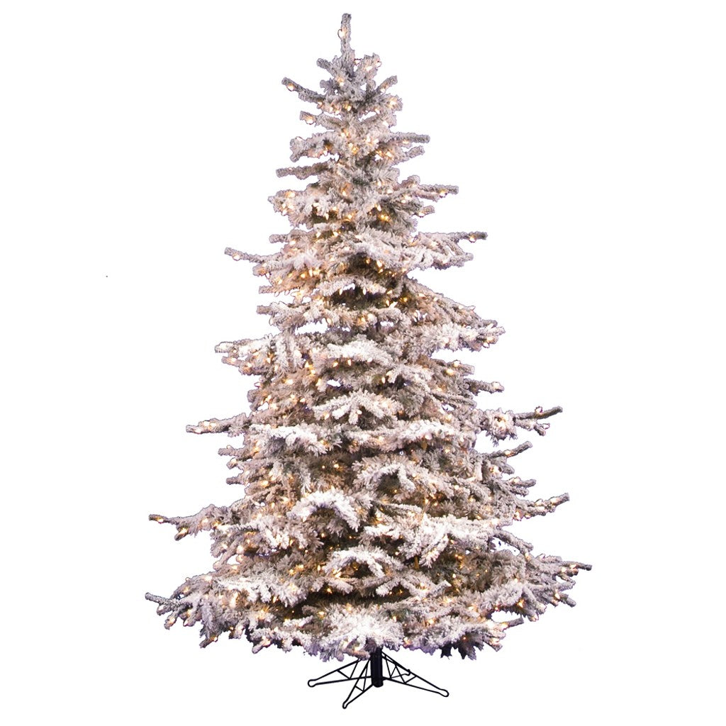 6.5' x 53" Artificial Flocked Sierra Fir 550 Clear Lights 1