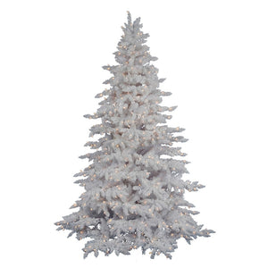6.5' x 56" Artificial Flocked White Spruce 500 Warm White Italian LED Lights 1