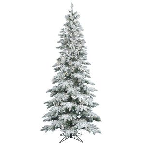 6.5' x 39" Artificial Flocked Utica Fir 300 Warm White Italian LED Lights 1
