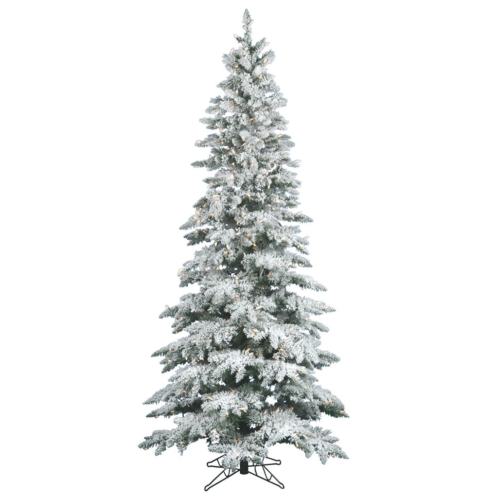 9' x 49" Artificial Flocked Utica Fir 550 Warm White Italian LED Lights 1