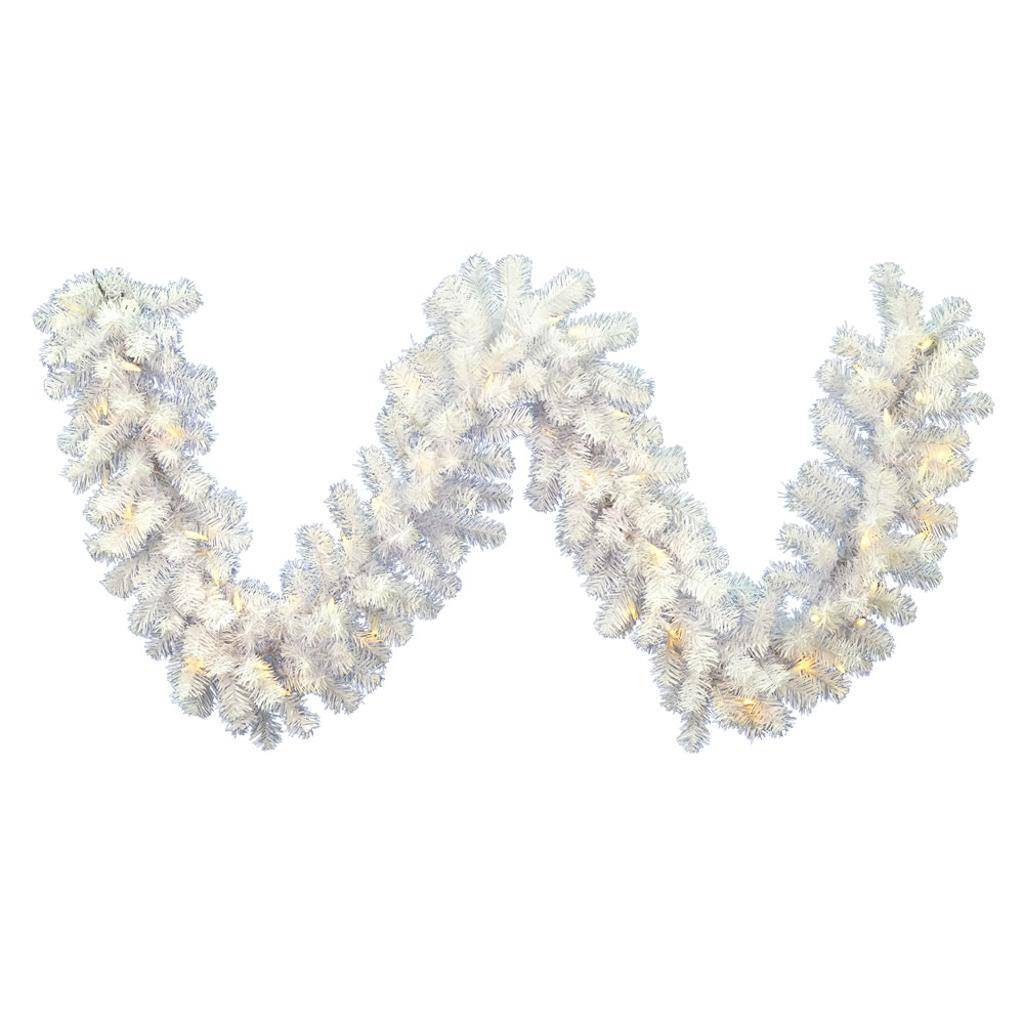 9' x 12" Artificial Crystal White Spruce Garland 50 Warm White Italian LED Lights 1