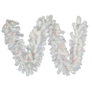 9' x 12" Artificial Crystal White Spruce Garland 50 Multi-Color Italian LED Lights 1