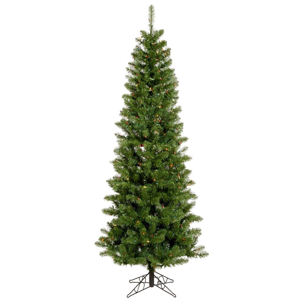 6.5' x 32" Artificial Salem Pencil Pine 200 Italian LED Multi-Color Lights 1