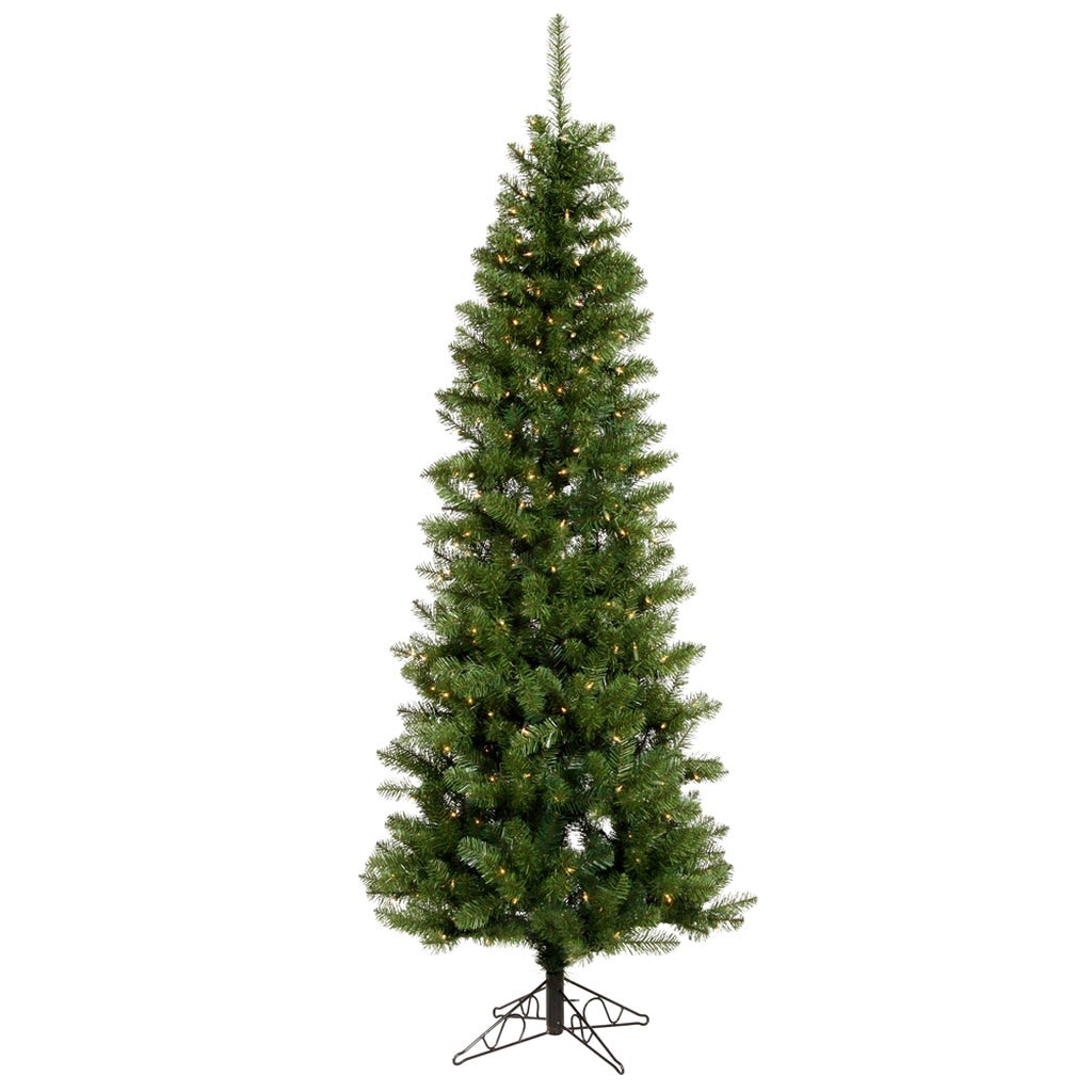 7.5' x 36" Artificial Salem Pencil Pine 300 Italian LED Warm White Lights 1