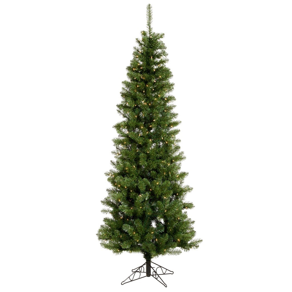 8.5' x 40" Artificial Salem Pencil Pine 400 Italian LED Warm White Lights 1
