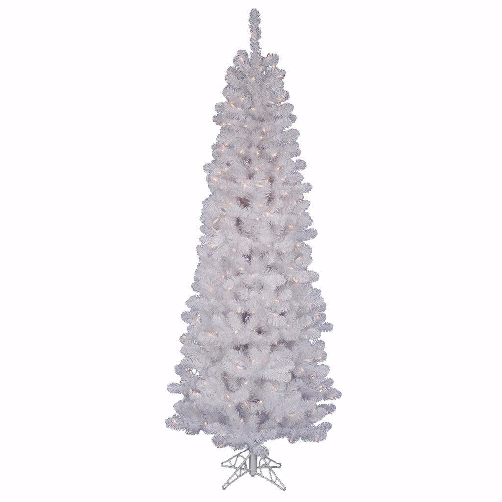 5.5' x 28" White Salem Pencil Pine 150 Italian LED Warm White Lights 1