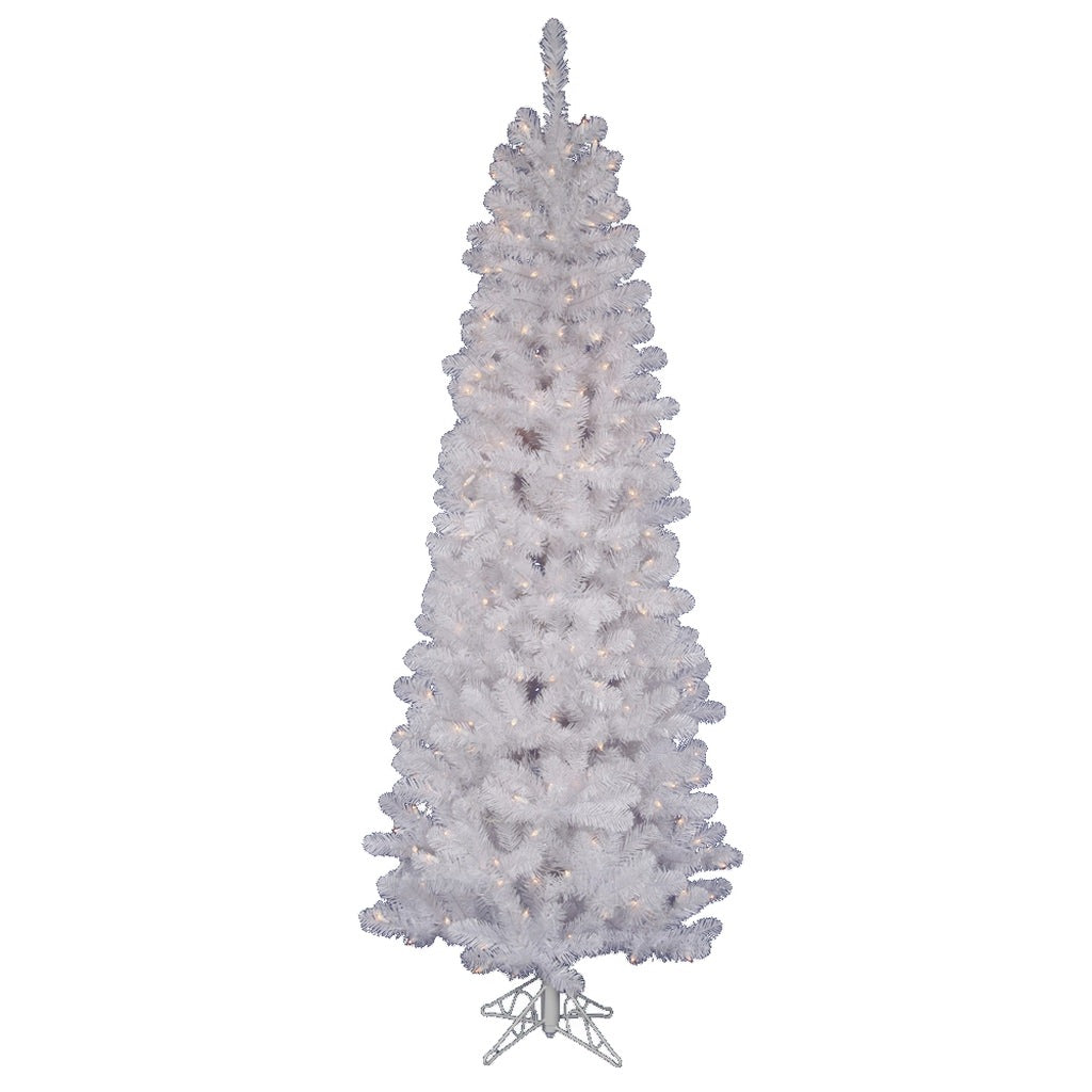 8.5' x 40" White Salem Pencil Pine 400 Italian LED Warm White Lights 1