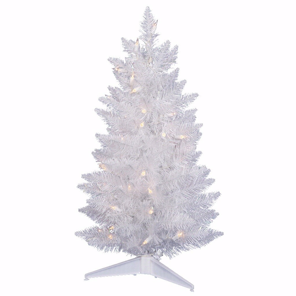2.5' x 17" Crystal White Spruce Pencil 50 Italian LED Pure White Lights 1