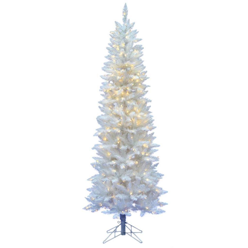 6' x 29" Crystal White Spruce Pencil 200 Italian LED Warm White Lights 1