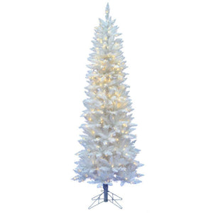 6' x 29" Crystal White Spruce Pencil 200 Italian LED Warm White Lights 1