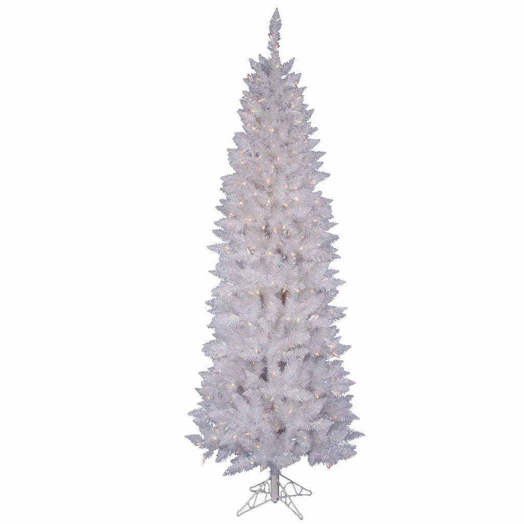 6' x 29" Crystal White Spruce Pencil 200 Italian LED Multi-Color Lights 1