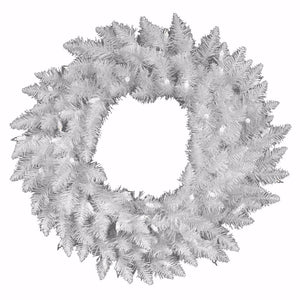 30" Artificial Crystal White Spruce Wreath 50 Italian LED Multi-Color Lights 1
