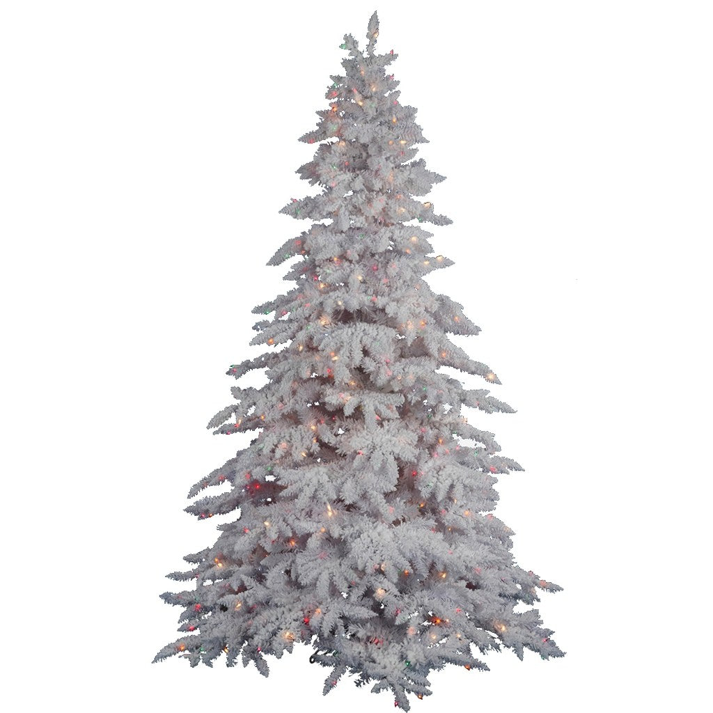 4.5' x 46" Artificial Flocked White Spruce 250 Multi-Color Italian LED Lights 1