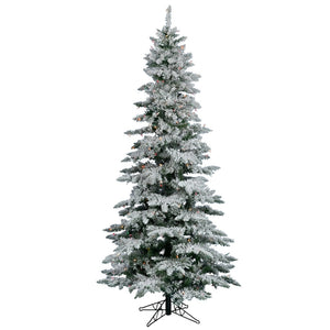 6.5' x 39" Artificial Flocked Utica Fir 300 Multi-Color Italian LED Lights 1