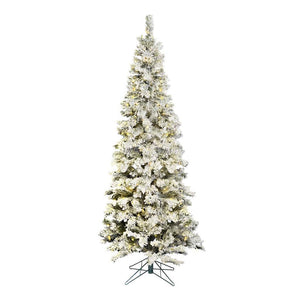 4.5' x 26" Artificial Flocked Pacific Pencil 150 Italian LED Warm White Lights 1